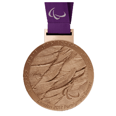 A photo of Oksana's bronze medal for Trunk and Arms Mixed Double Sculls at the 2012 Paralympic Games.